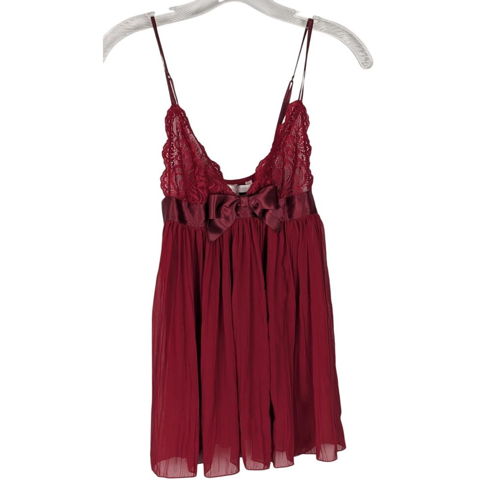 Vintage 2007 Victoria's Secret "Very Sexy" Red Pleated Lace Babydoll Chemise XS